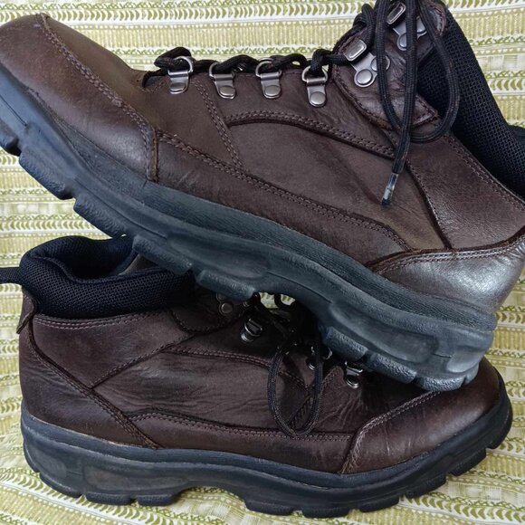 Lands' End Performance Boots Brown Lace Up Leather Ankle Boots Style 68406 Sz 12 - Picture 9 of 11